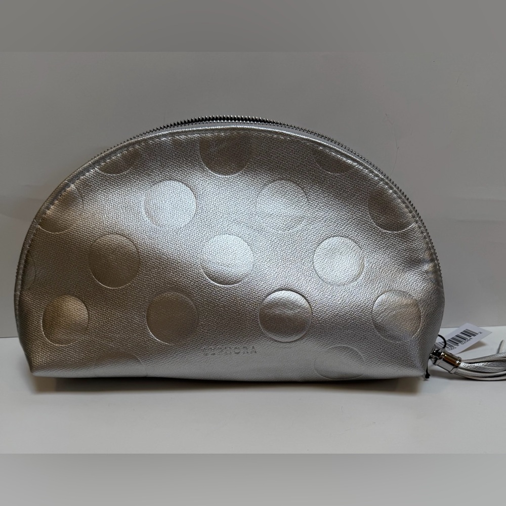 3/$20 Sephora Silver Large Makeup Bag NWT